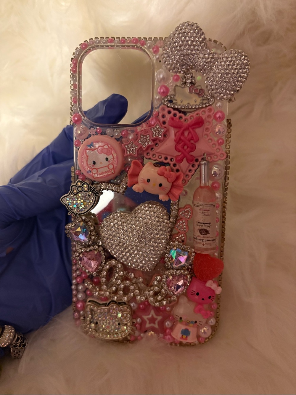Decorative Pink Bling Phone Case with Heart & Charms